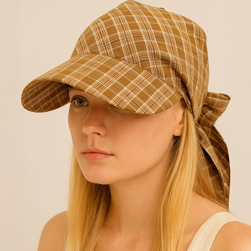 Sensibling Corp. - Wholesale Baseball Cap - Women's - Plaid Bow Back Scarf Baseball Cap2