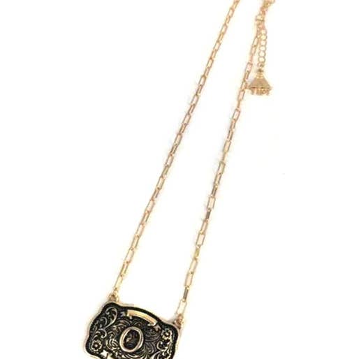 Snowing West - Wholesale Pendant/Charm Necklace - Western Belt Buckle Initial Necklace14