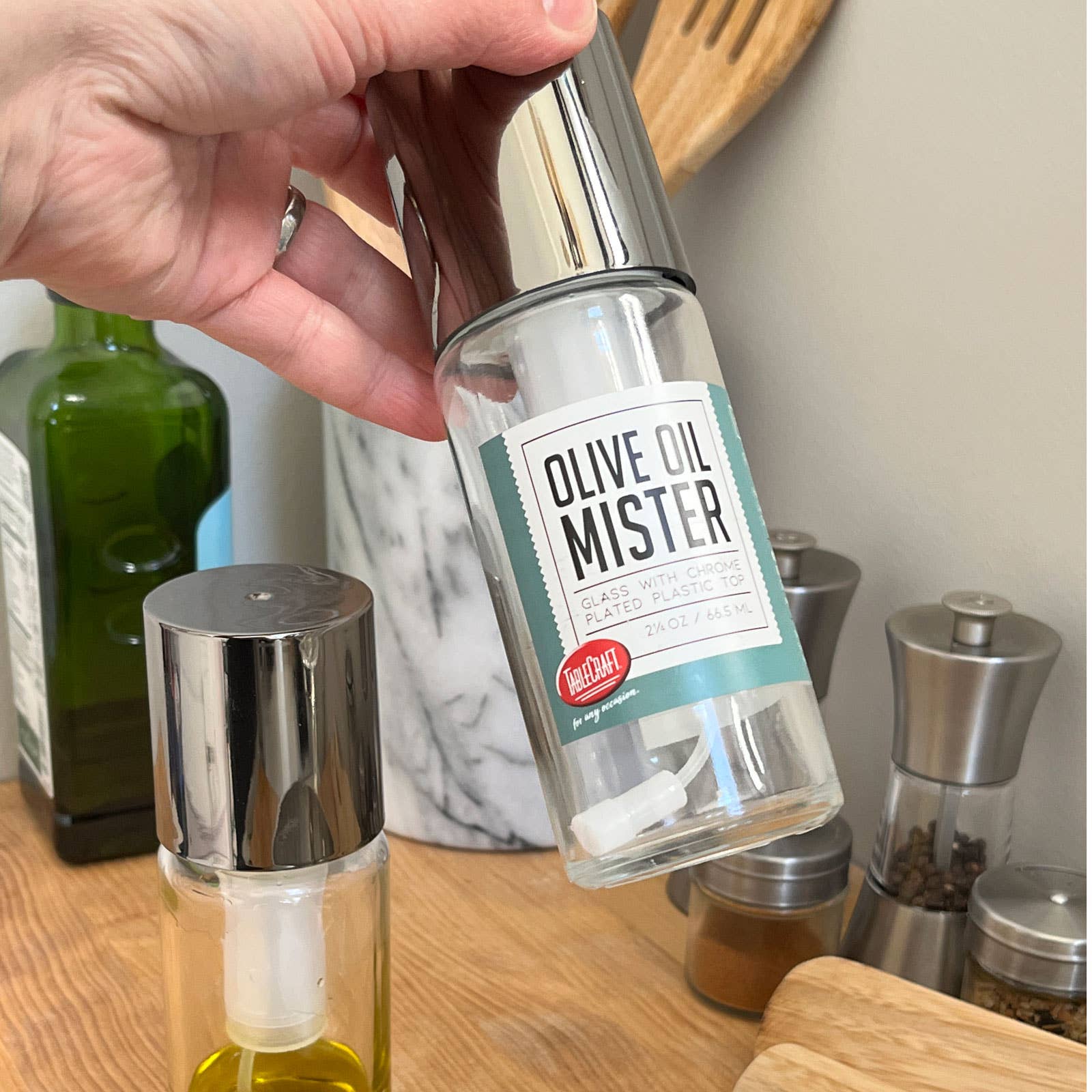 TableCraft Products Company - Wholesale Oil/Vinegar Dispenser - 2.25 oz Oil Mister Glass, Chrome Plated Plastic Top6