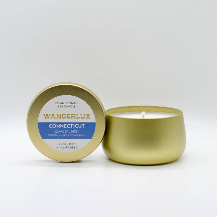 Wanderlux Connecticut Coastal Mist 6.5 Ounce Soy Candle for wholesale by Wanderlux Candles