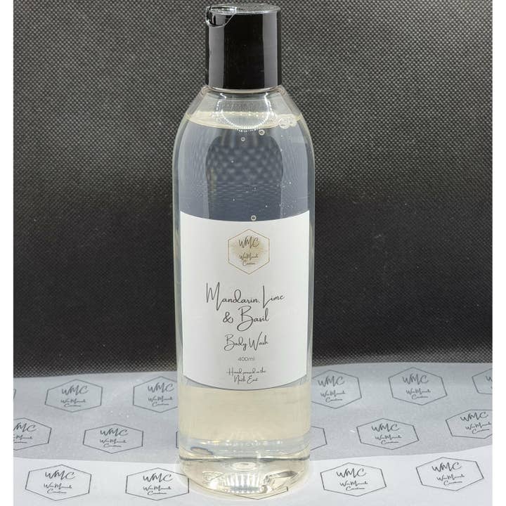 Sabonete líquido corporal com mandarim, limão e manjericão 400ml por atacado de Wax Marvels Creations