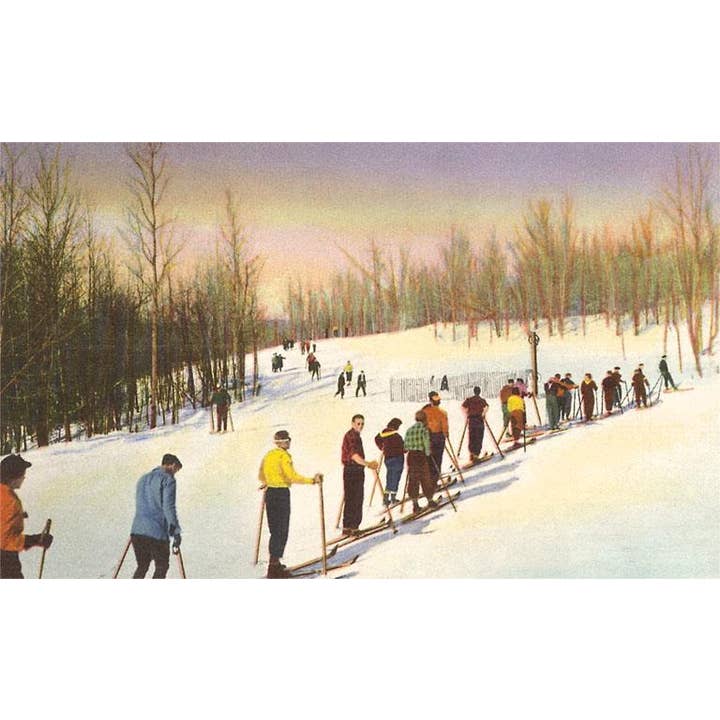 Postcard WS-25 Line of Cross Country Skiers for wholesale by Found Image Press