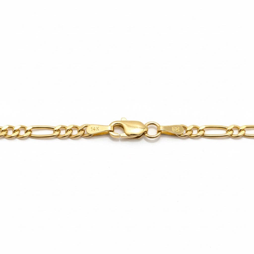 Prestige Jewelry – wholesale Link & chain necklace – 14k Gold Semi-Solid Figaro Chain 18in 3mm2