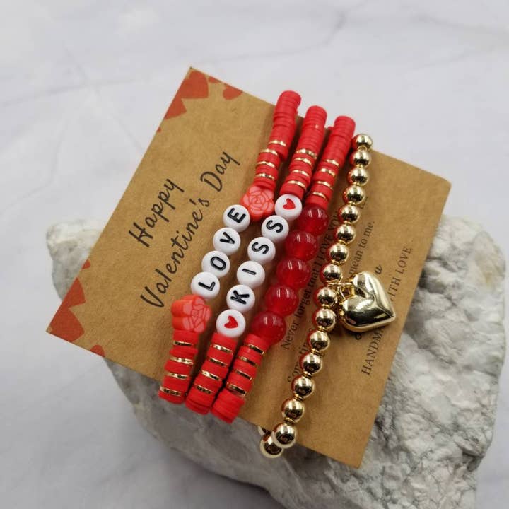 The Pretty Jewellery - Wholesale Jewelry Set - Happy Valentine's Day LOVE KISS Heishi Bracelet