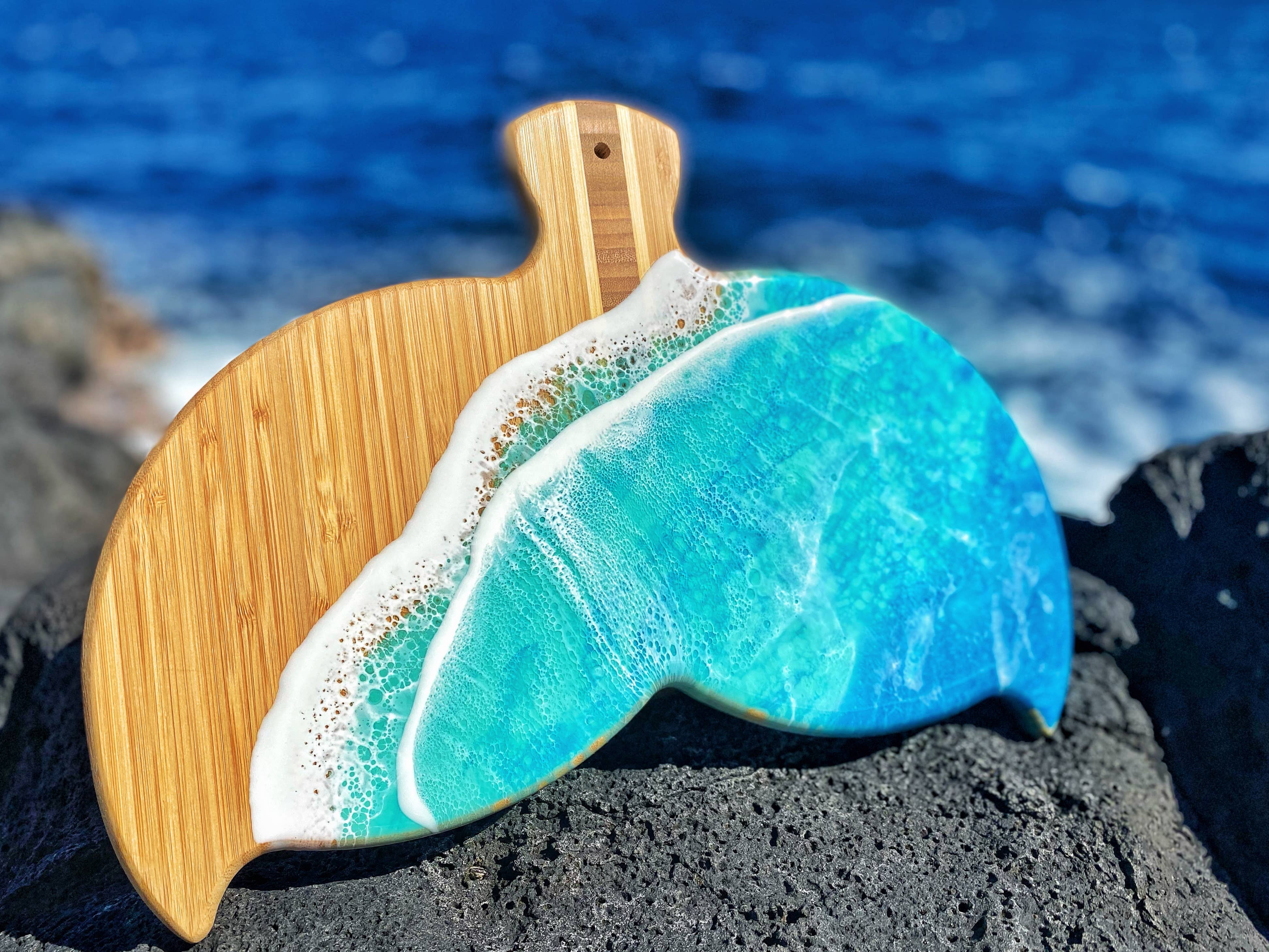 TBM Creations LLC - Wholesale Cheese Board - NEW Whale Tail Ocean Resin Charcuterie Board – Maui Made17