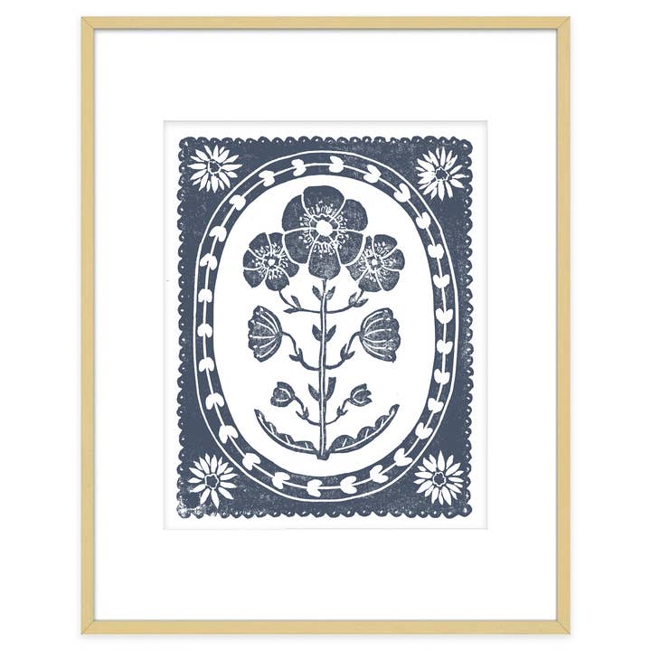 Navy Blue & White Anemone Art Print Botanical Decor for wholesale by The Prints Princess