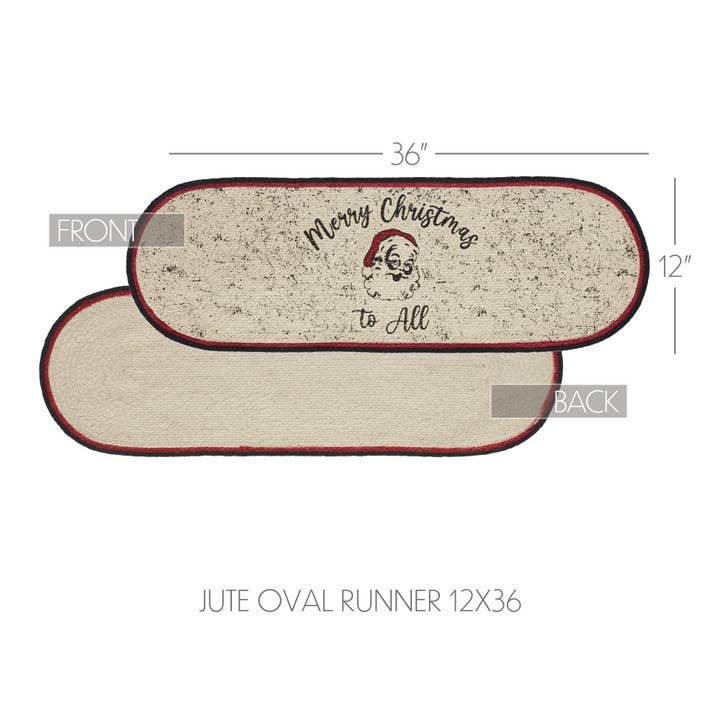 VHC Brands - Wholesale Table Runner - Jolly Ole Santa Jute Oval Runner 12x363