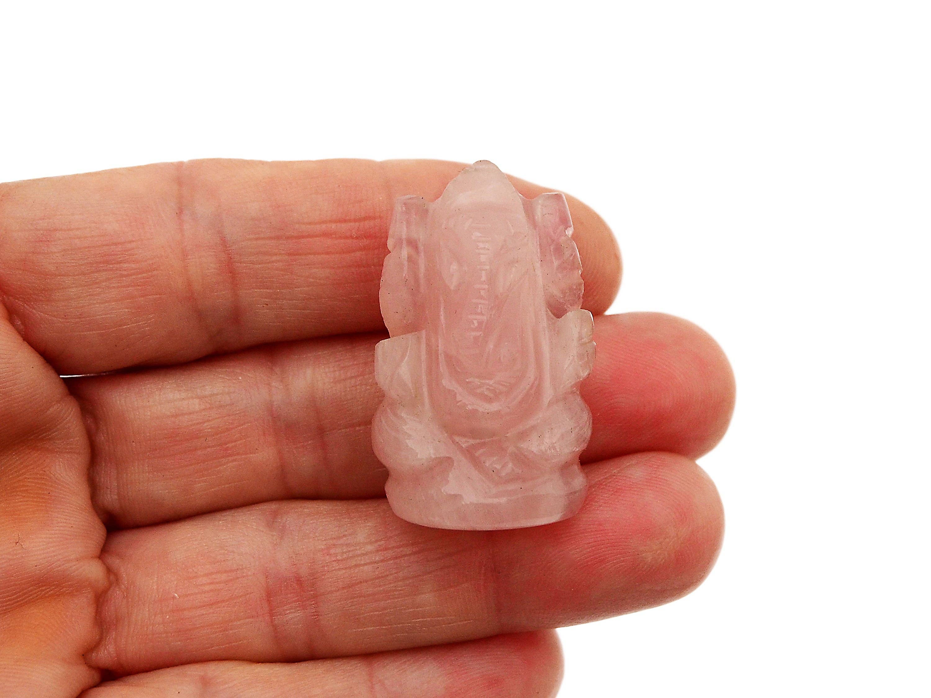 Kaia & Crystals - Wholesale Spiritual Stone/Crystal - Mini Rose Quartz Ganesha Sculputure (30mm - 35mm) - Hand Carved Stone4
