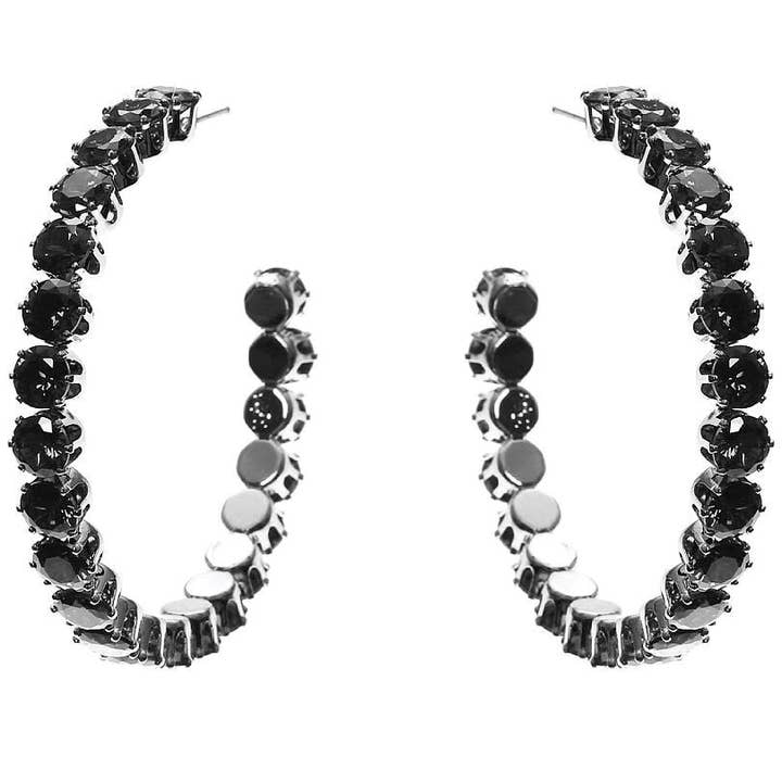 Créoles en zircone cubique avec halo de couronne audacieuse, 50 mm pour la vente par Diacly