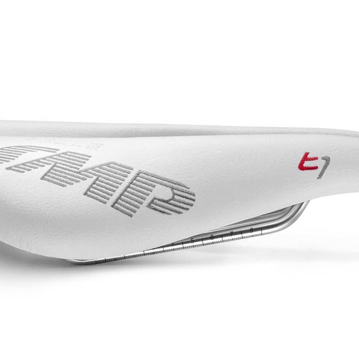 White Selle SMP Triathlon T1 Saddle with Steel Rails (White) for wholesale on Faire1