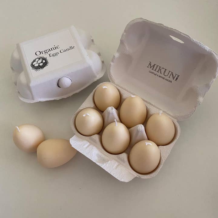 MikuniCandle - Vente Bougies originales - Bougies en cire de soja en forme d'œuf de Pâques dans un carton, Décoration d'intérieur 6 unités4