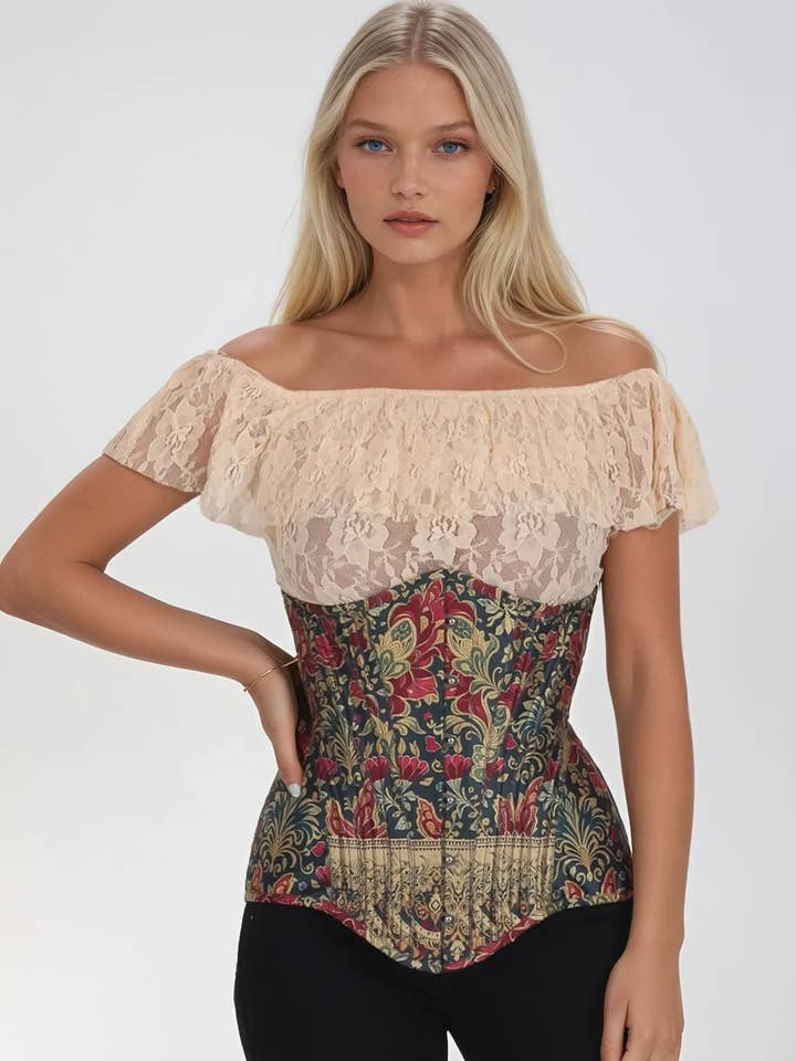 Corset sous-poitrine à imprimé tapisserie Starlene pour la vente par LUXE NOIR
