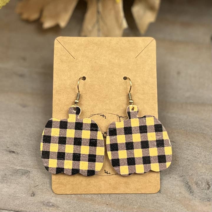 Bee Marie Market LLC - Wholesale Dangle Earrings - Handmade Fall Genuine Leather Pumpkin Earrings9