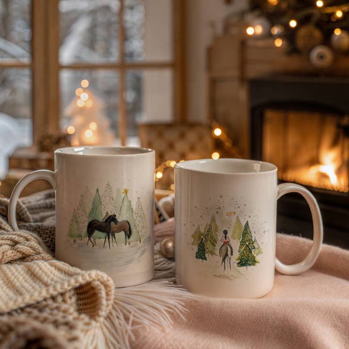 Bettina Norton Artwork - Wholesale Coffee Mug - Snowy Ride Horses Mug Coffee Cup Tea Equestrian Ceramic2