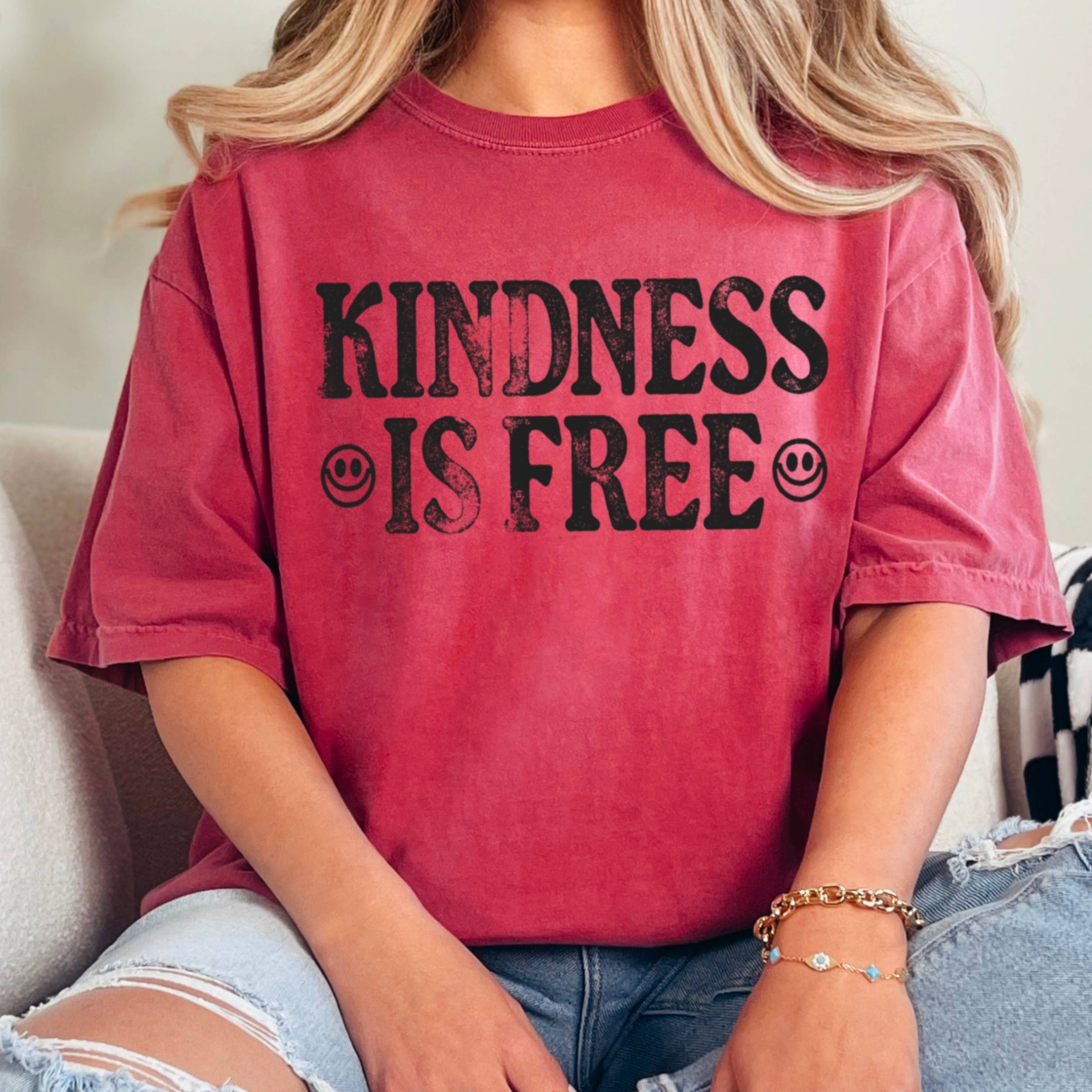 Shoppe SHC - Wholesale Screen Printed T-Shirt - Women's - Kindness Is Free Comfort Color Screen Print Graphic Tee18