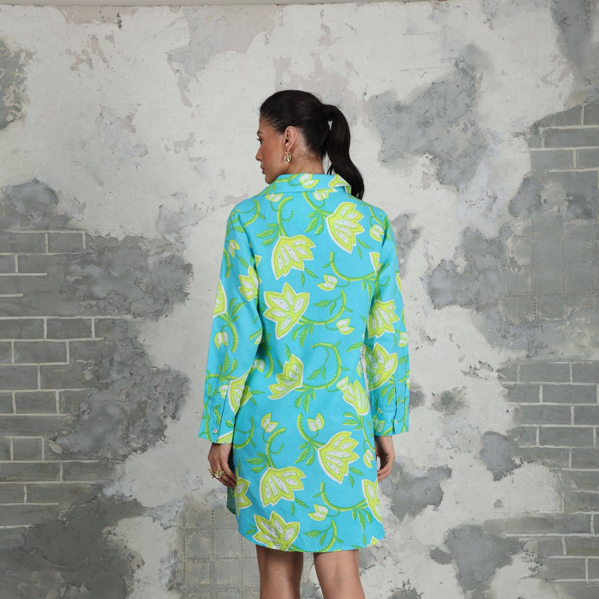 Avani Del Amour – Vestido - Mulher por atacado – Vestido camisa de manga longa com estampa floral 40567