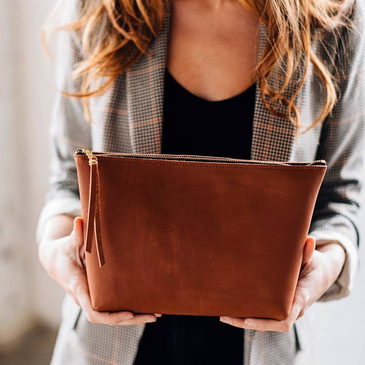 LIZ RIDEN - Wholesale Tote Bag - Women's - Large Makeup Bag-Caramel2