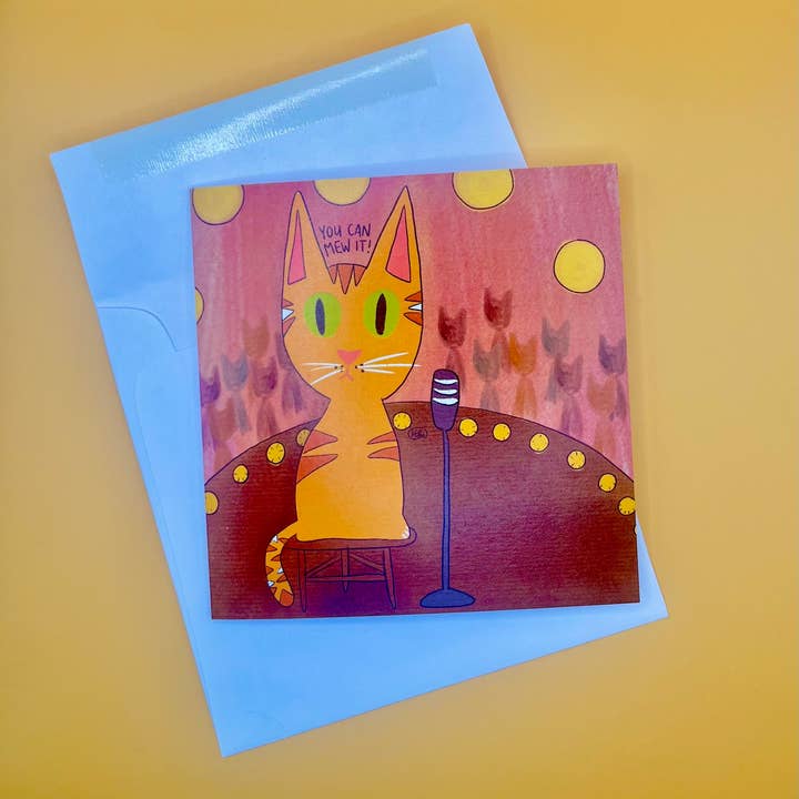 You Can "Mew" It! - Encouraging Cat Greeting Card for wholesale by Heidi Webb Design