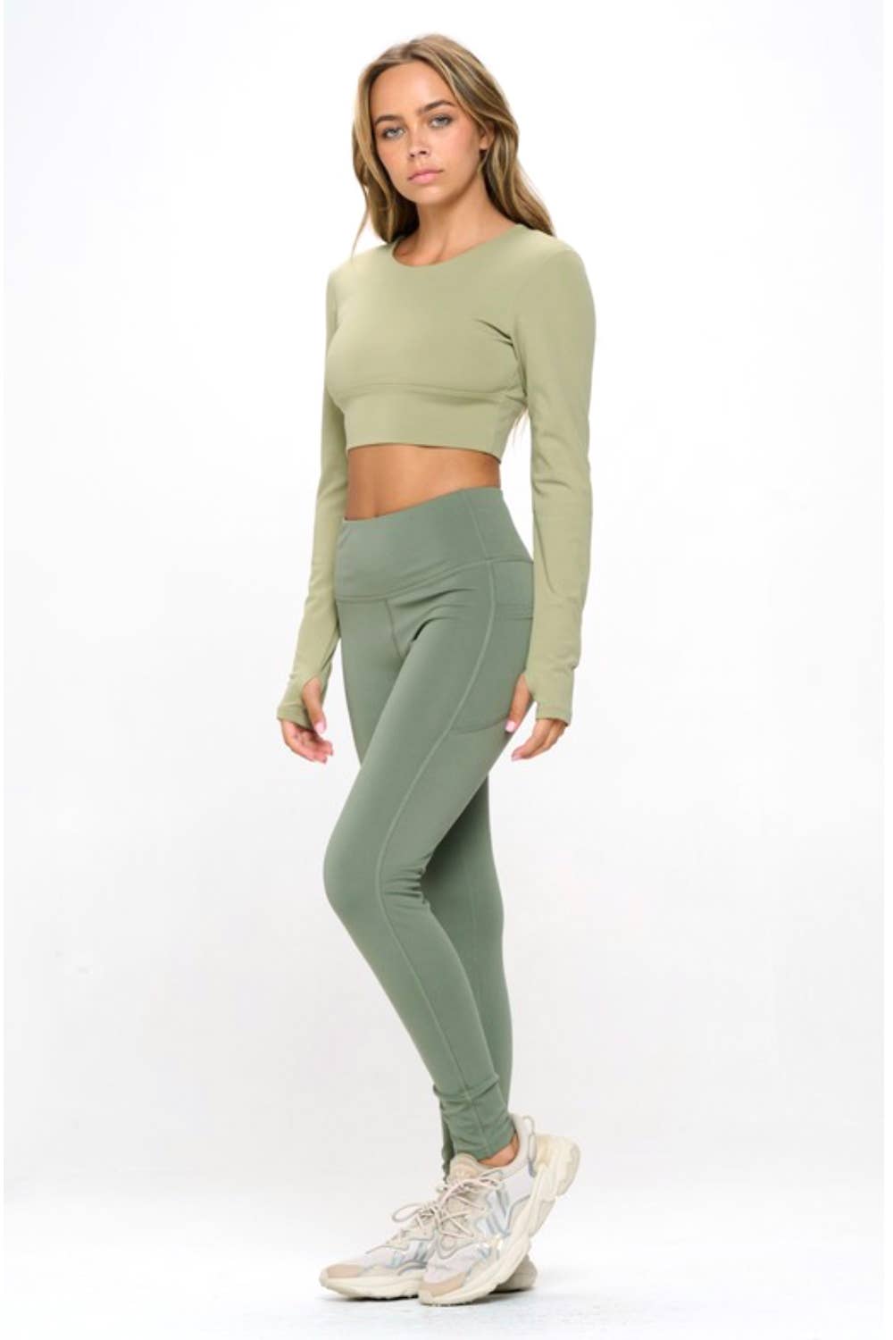 Color 5 - Wholesale Activewear Set - Women's - Long sleeve crop top with yoga legging activewear set10