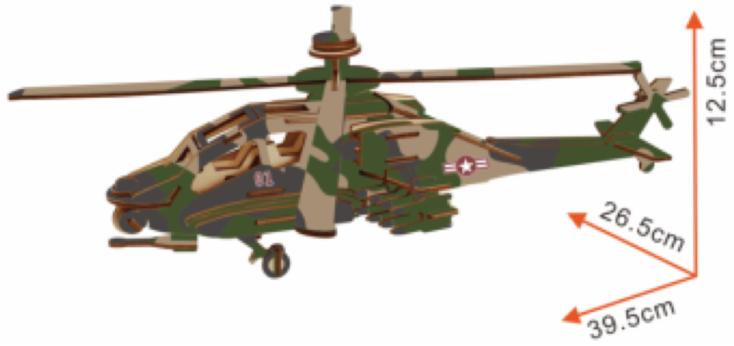BestPysanky - Wholesale Puzzle - Adult - Apache Helicopter Model Kit - Wooden Laser-Cut 3D Puzzle (82 Pcs)1