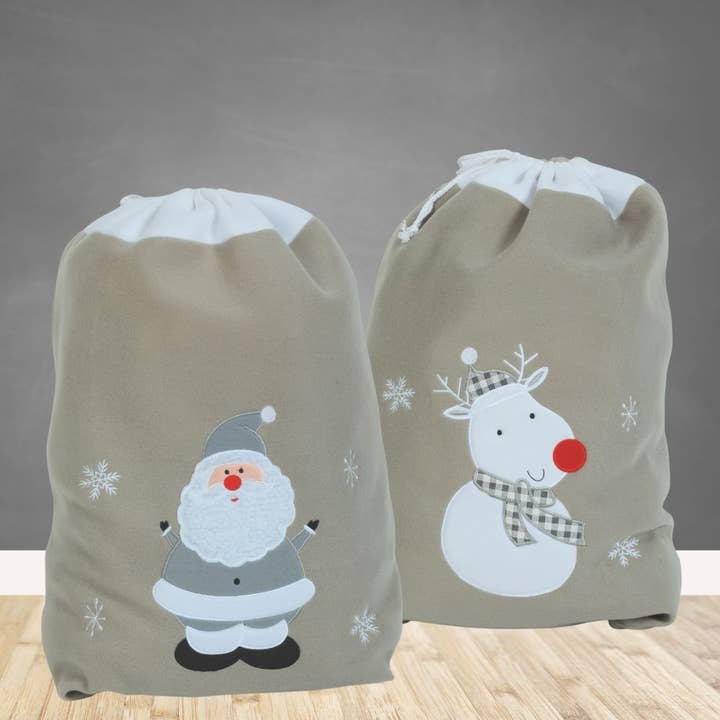 Modern Grey Santa Sack Collection for wholesale by Snug as a Bug