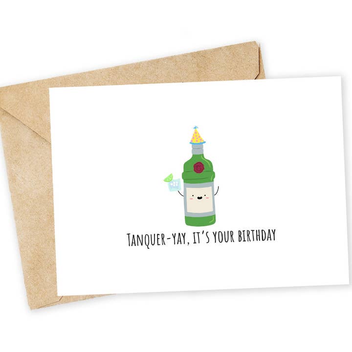 Chewy Lemon Studio - Wholesale Birthday Card - Funny Gin Birthday Card: Tanqueray Pun Greeting Card
