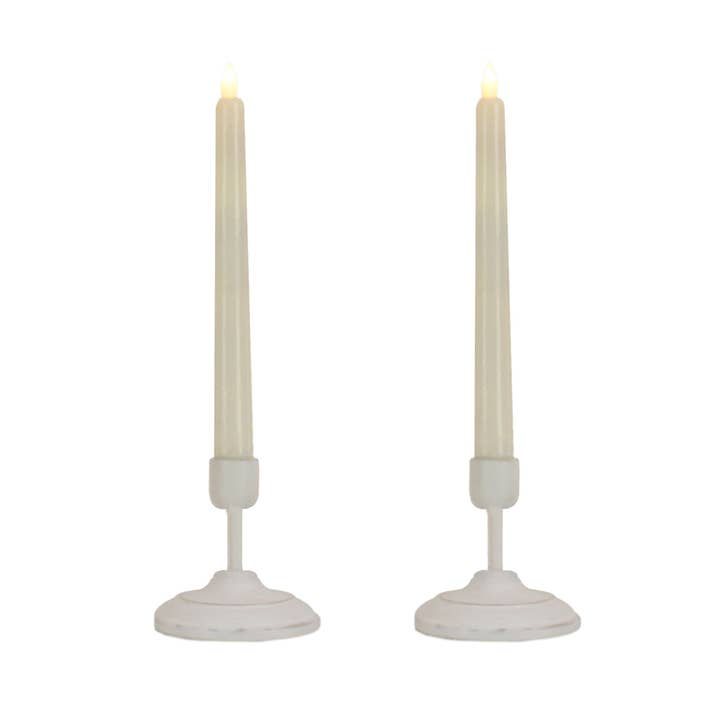 HGTV Home Collection Flameless Heritage Candle Pair, White Base for wholesale by National Tree Company