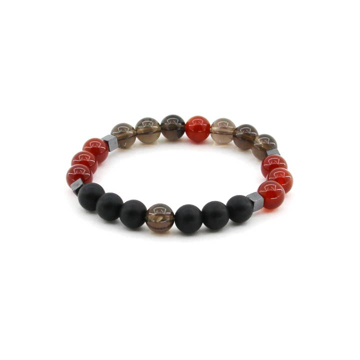 Omen Bazaar LLC - Venta al por mayor Pulsera de cuentas - Energía sexual: cuarzo ahumado, cornalina, obsidiana, hematita