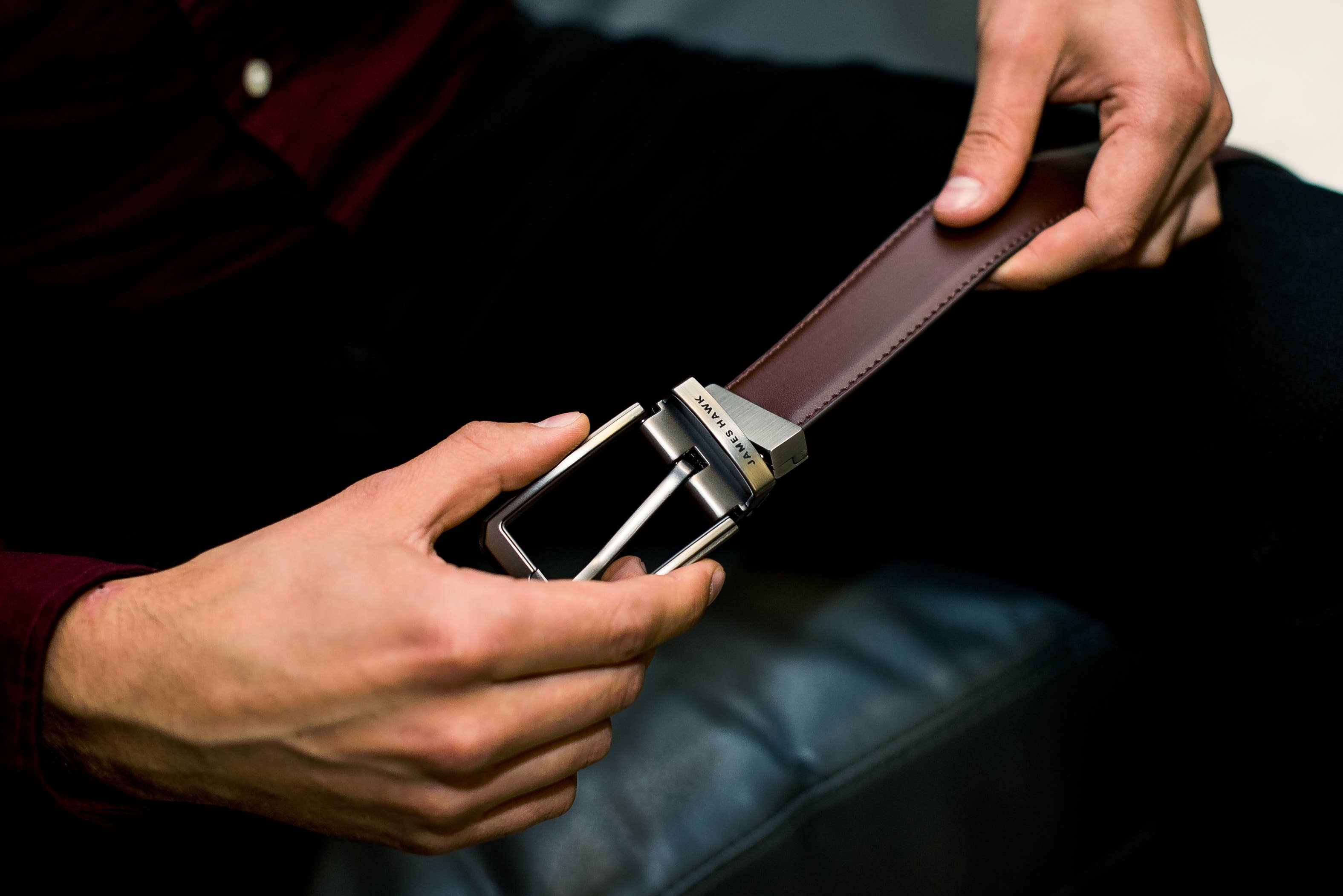 James Hawk - Venta al por mayor Cinturón - Hombre - Cinturón inteligente reversible de cuero para hombre con caja de regalo7