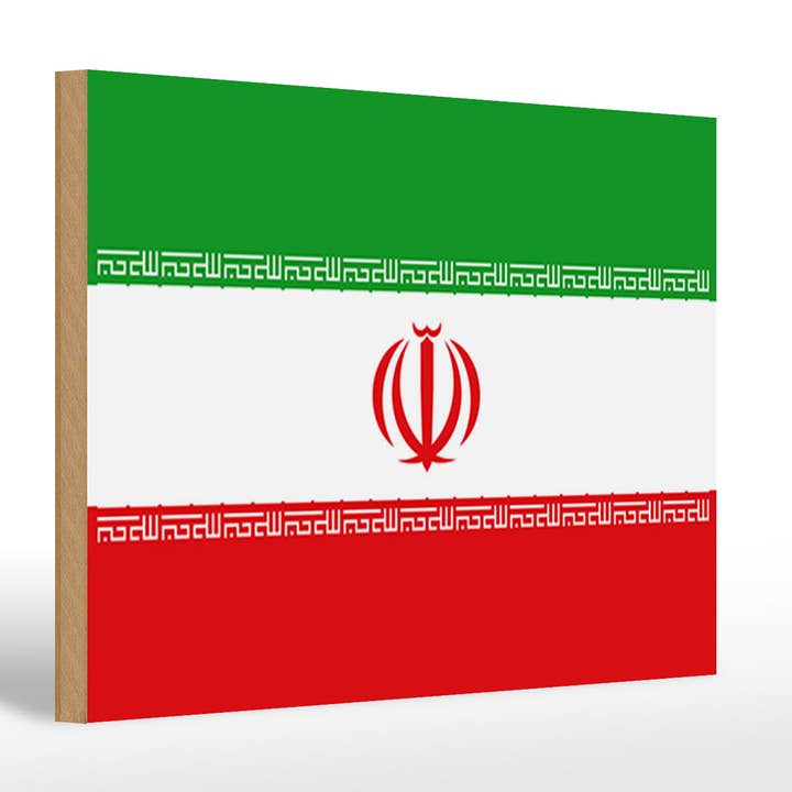 Flag of Iran wooden sign 30x20cm for wholesale by Femer