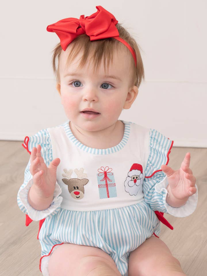 Marie Nicole Clothing - Wholesale Bodysuit (Non-Footed) - Baby - Season's Greetings Embroidered Ruffle Bubble4