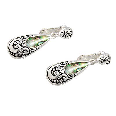 Pendientes colgantes FR3467 con filigrana de abulón en forma de lágrima con clip para venta al por mayor de 0011 PREMIERE