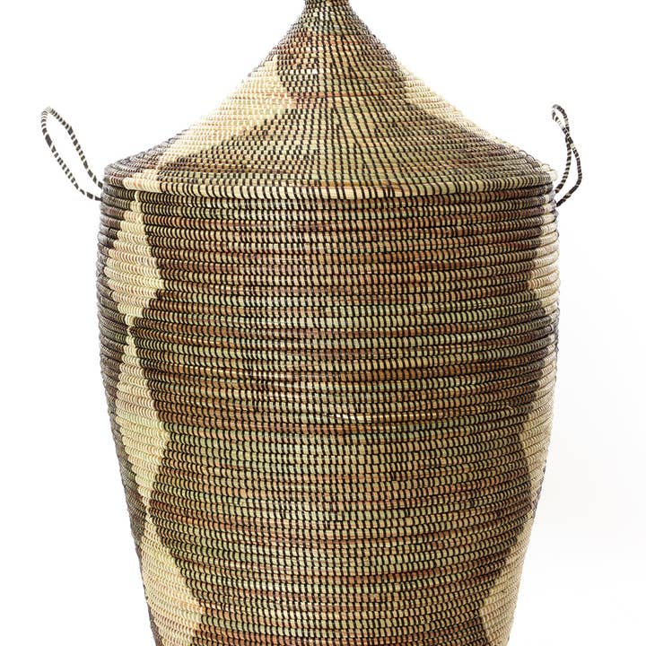 African Modern - Wholesale Basket - Set of Three Black and Beige Mixed Pattern Hampers1