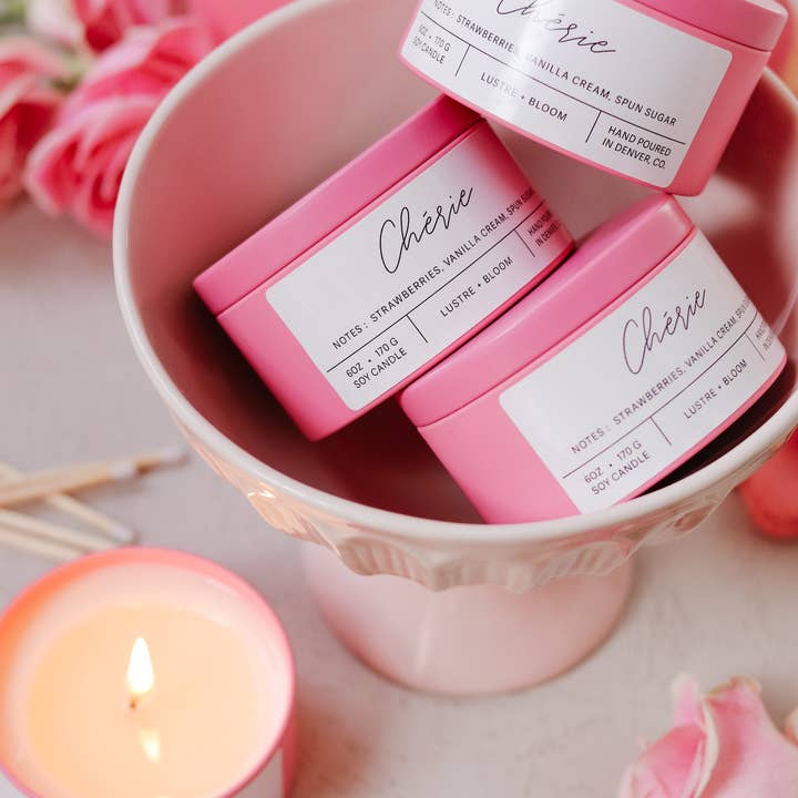 Chérie Soy Candle | Valentines Day Candle | Natural Soy Wax Candle | Hand-Poured Scented Candle for wholesale by LUSTRE + BLOOM