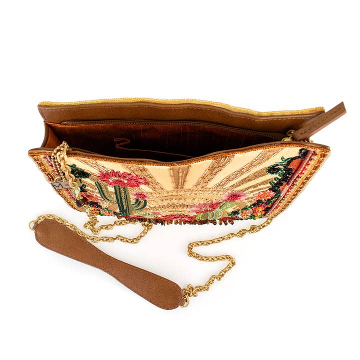 Mary Frances Accessories - Wholesale Crossbody Bag - Women's - Desert Sunrise Beaded Cactus and Floral Crossbody Handbag