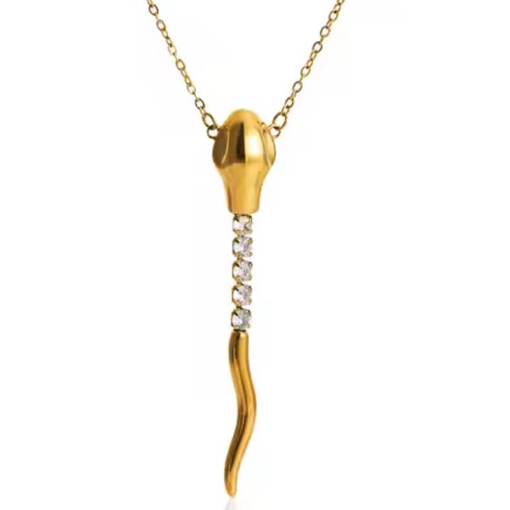 HoopLa – wholesale Hänge-/berlockhalsband – Orm- Tennis Halsband Orm- Stål 14K CZ halsband1