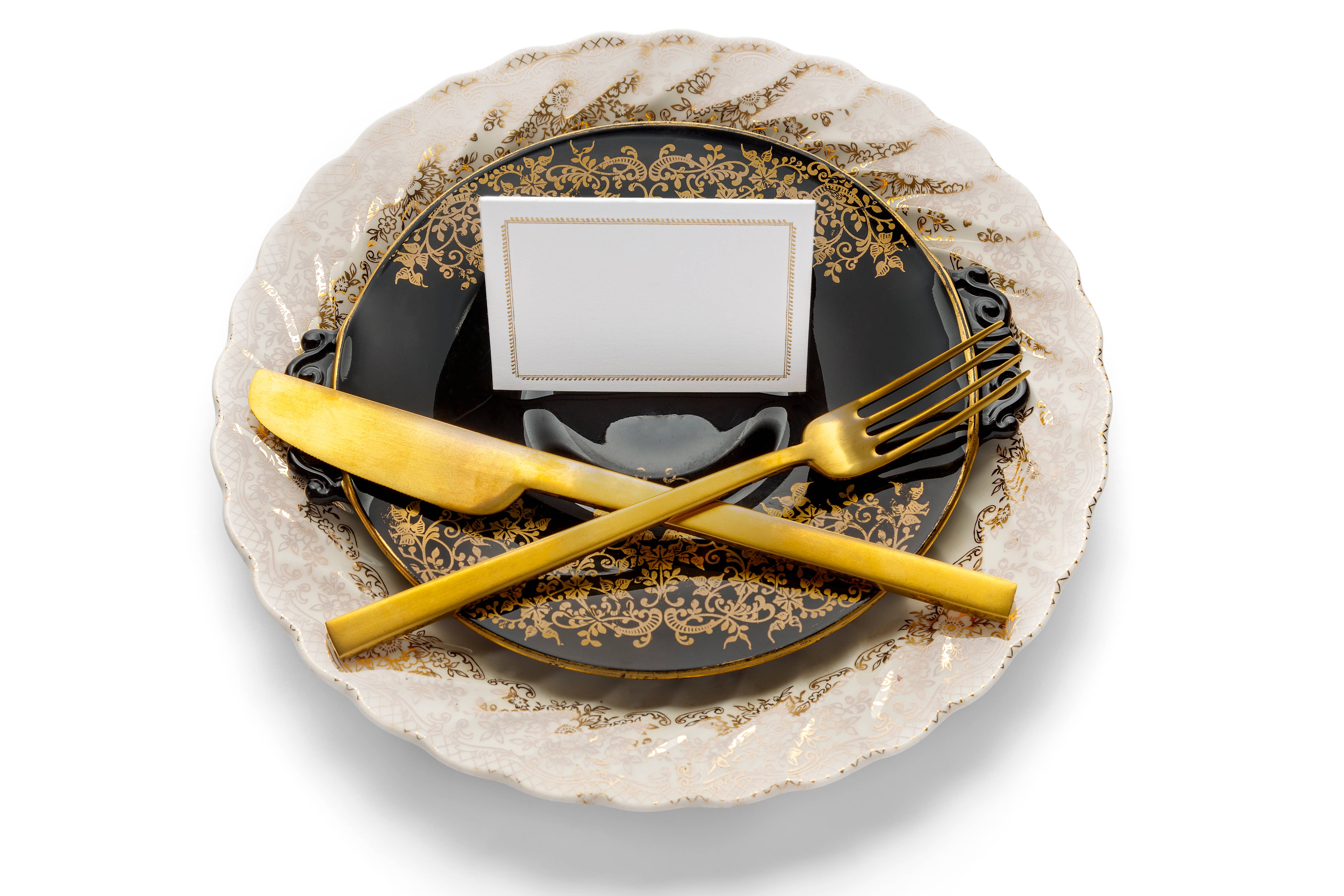 Color Box Design & Letterpress - Wholesale Place Card / Place Holder - Folded Place Cards | Gold Border1