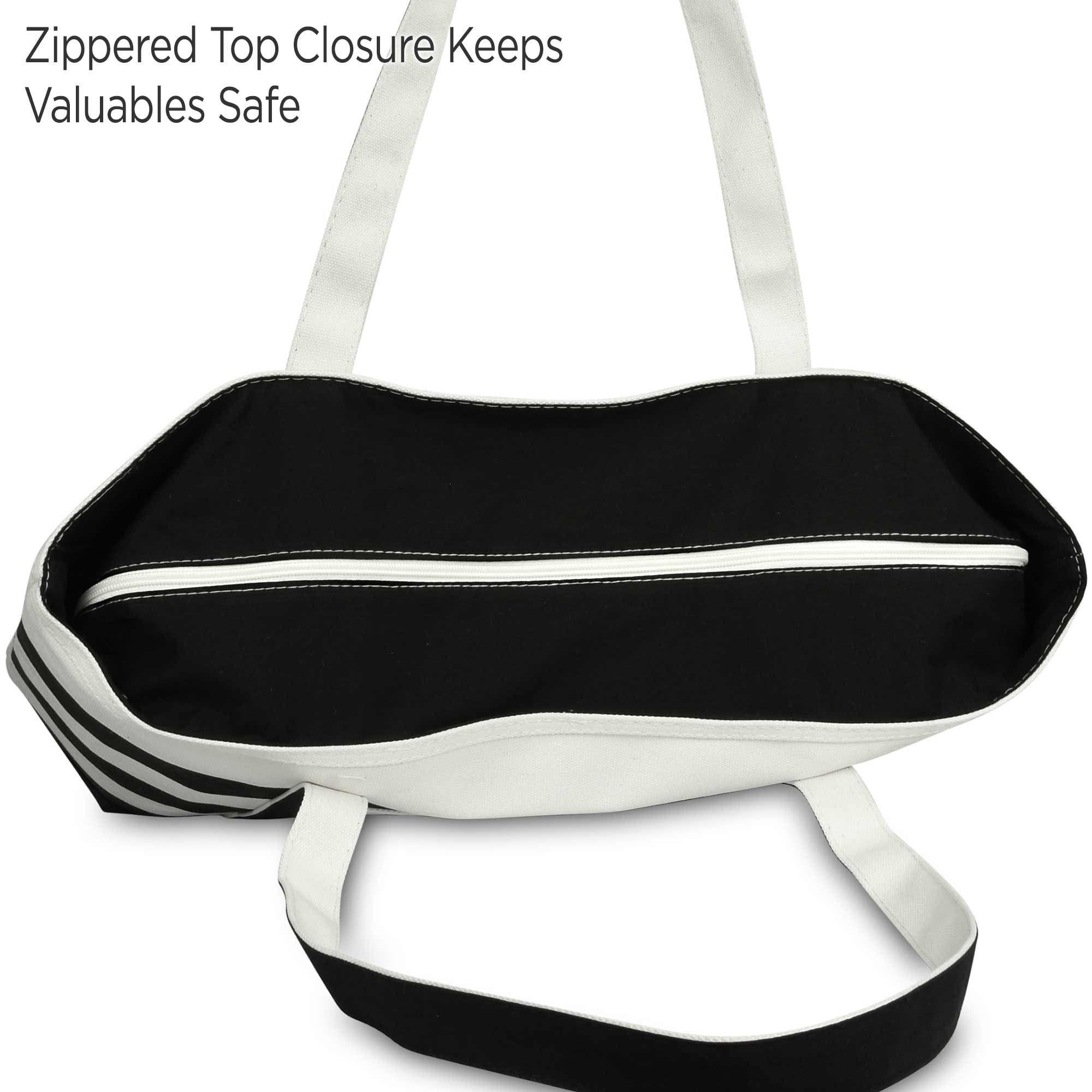 Dalix - Wholesale Tote Bag - Women's - DALIX Ocean Sailboat Womens Embroidered Striped Tote Bag5