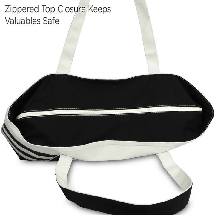 Dalix - Wholesale Tote Bag - Women's - DALIX Ocean Sailboat Womens Embroidered Striped Tote Bag5