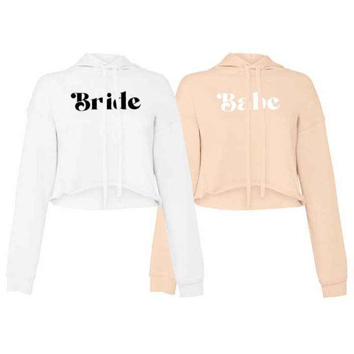 Bride and Babe Cropped Hoodies Seatshirts for wholesale by GiftsbyPR