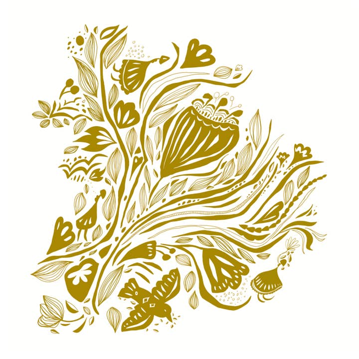 Bouquet (gold) - Illustrated Greetings Card for wholesale by Hello Magpie