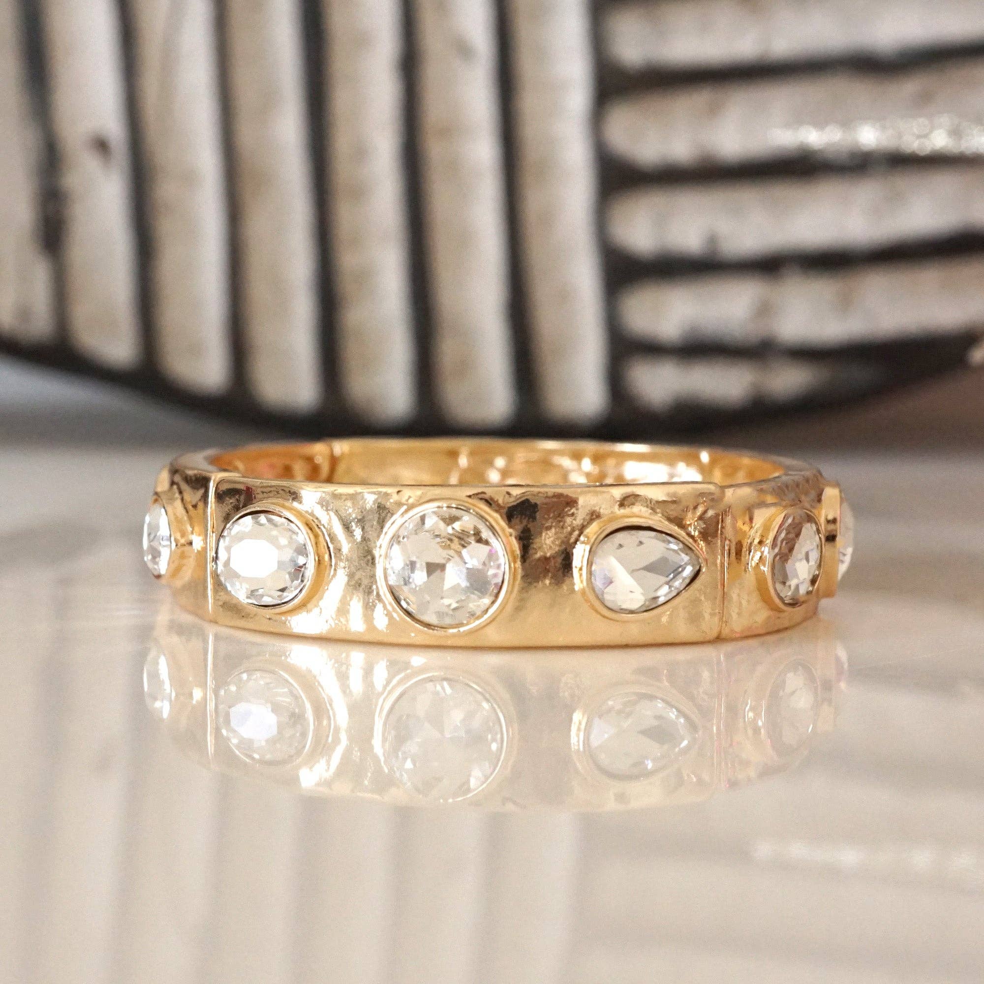 PennyLine inc - Wholesale Bangle Bracelet - Sparkly Crystal Stretch Bangles – Gold Tone with Color Options13