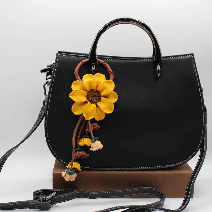 Sunflower Handmade leather inc - Wholesale Keychain - Women's - Leather flower key chain key purse bag charm6