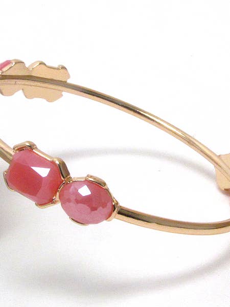 ( R291 ) DUAL SHAPE STONE BANGLE BRACELET for wholesale by Jewelry Max