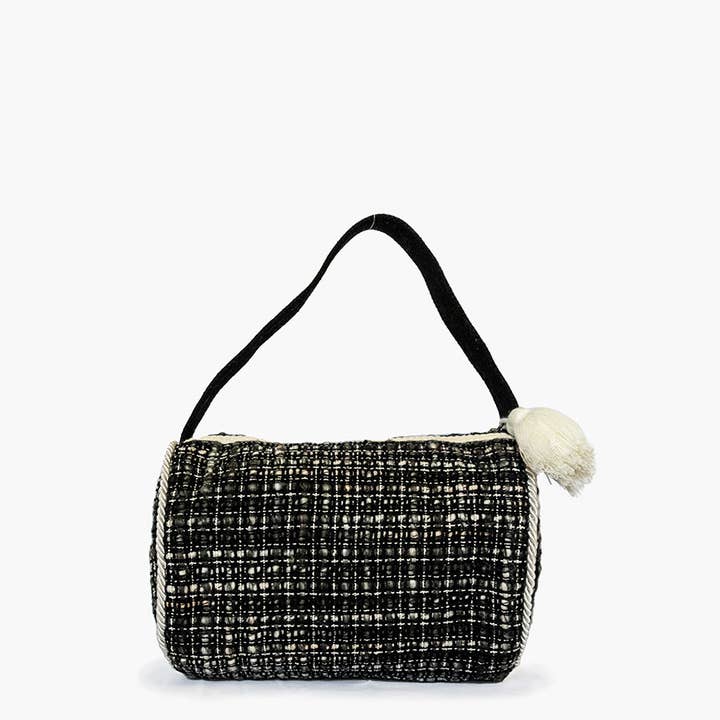 Black M2308 Booker Round Cotton Pouch/Bag w/ Striped Handle for wholesale on Faire1