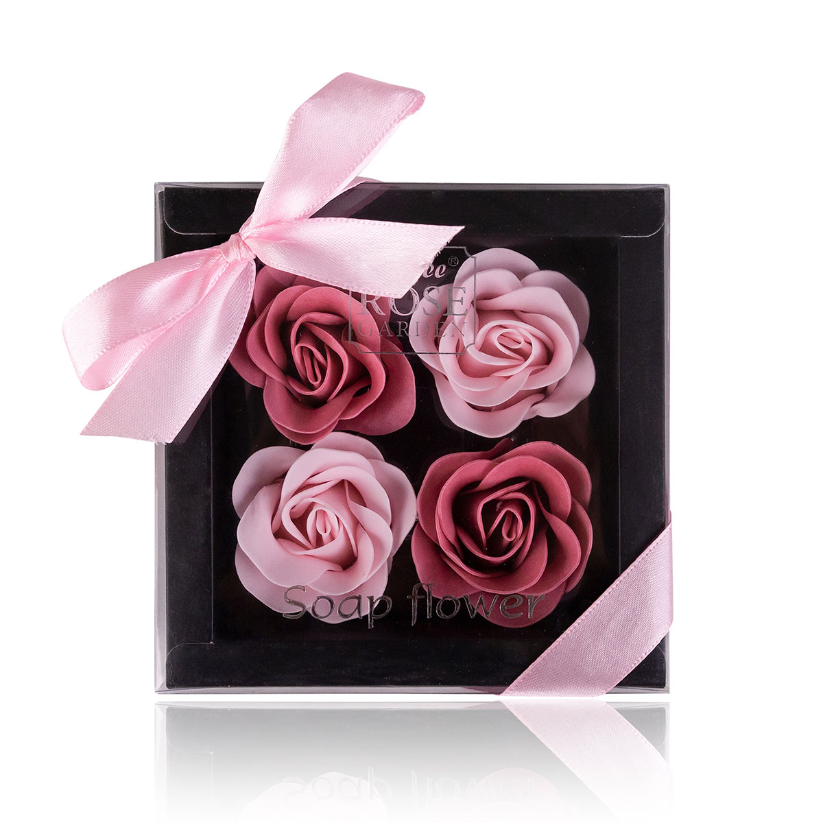 VewoTex - Wholesale Bath Bomb/Fizz - Bath Roses Gift Box with 4 x 4g » Bath Confetti | Soap Roses in Dark Gift Packaging with Ribbon | Rose Scent3