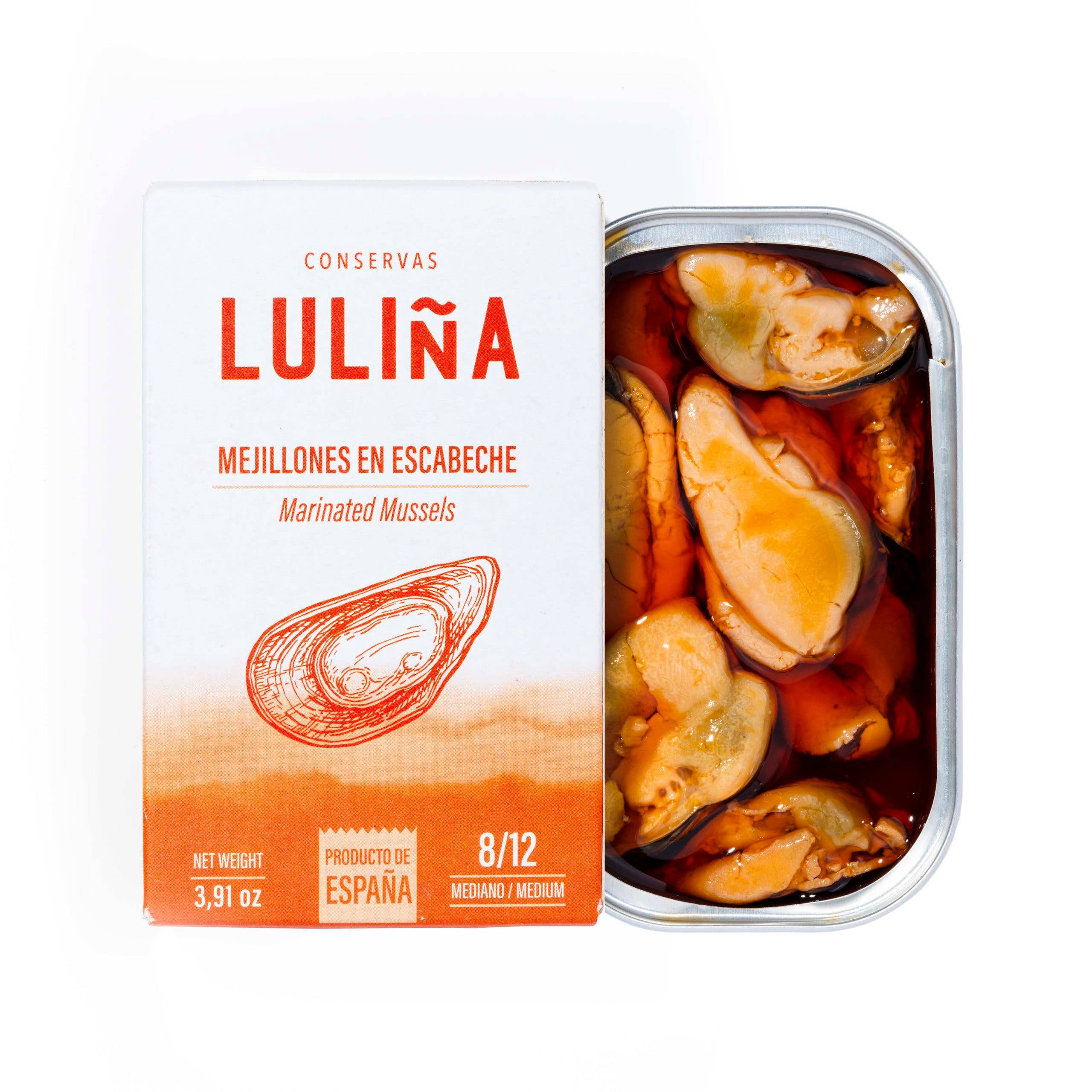 Made in Spain - Wholesale Tinned Fish - Pickled mussels 8/12 pieces, La Luliña0