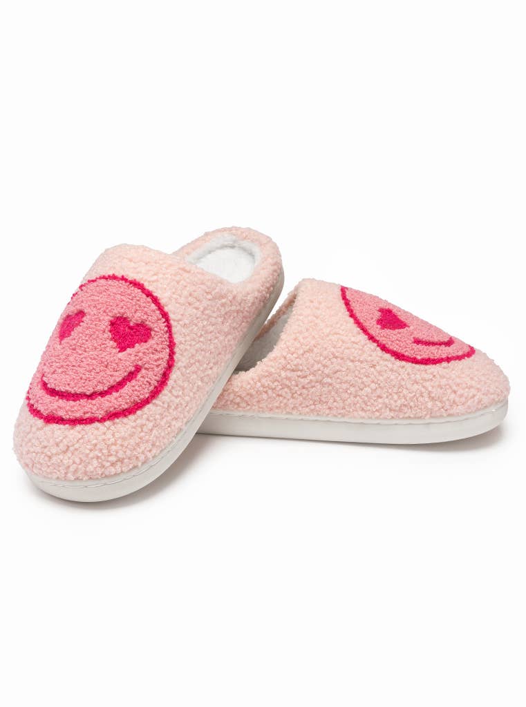 Living Royal - Vente Chaussons – femme - Pantoufles d'intérieur et d'extérieur - Heart Eyes Happy Faces - Pink1