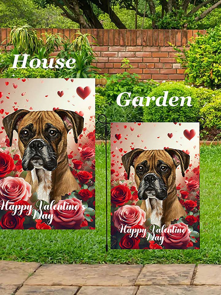 Boxer Fawn UnCropp - Valentine House Flag for wholesale by Best of Breed Products