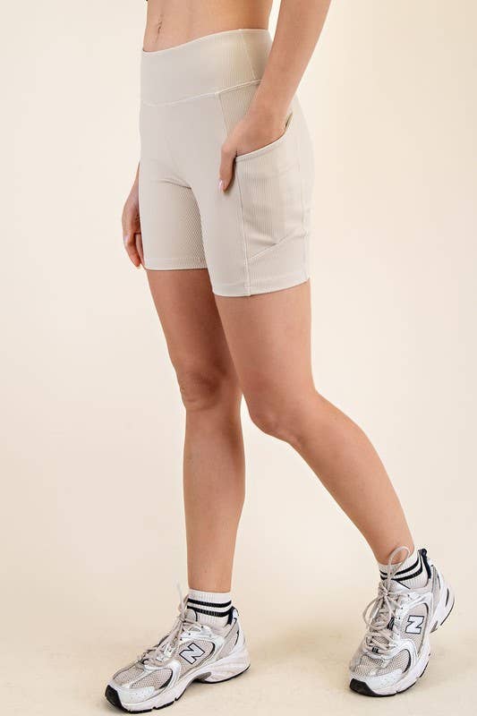 Sunday Morning – wholesale Träningsshorts – Dam – P7663PL37-PLUS SIZE SLIM FIT NYLON RIB 6IN BIKER6